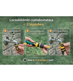 Hogyan csatlakoztassuk a locsolótömlőt a csaphoz? (Gyorscsatlakozó használata lépésről lépésre)