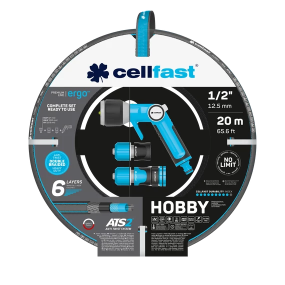CELLFAST hobby ats szett 6 rétegű locsolótömlő 1/2&quot; 20m