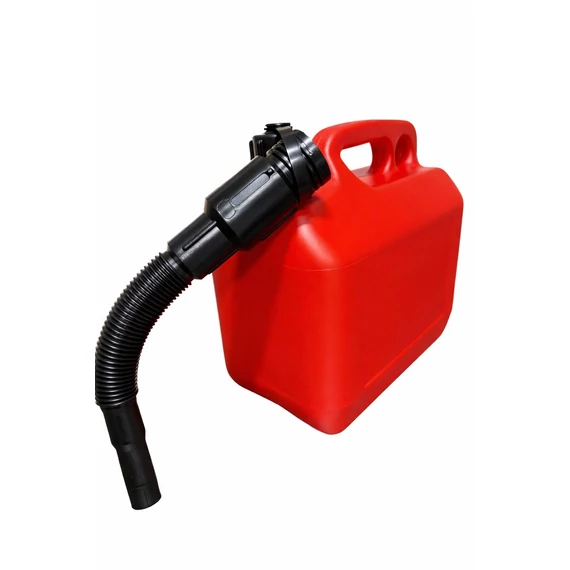 10 literes műanyag üzemanyag kanna flexibilis kiöntőcsővel piros