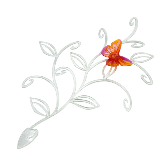 Orchidea és virág támasz- átlátszó szár- narancssárga pillangó